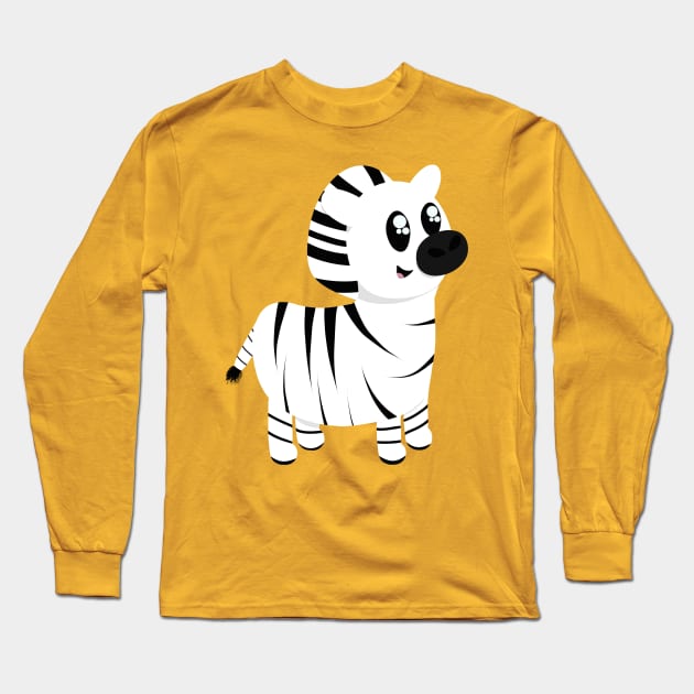 Cute Zebra Long Sleeve T-Shirt by PandLCreations